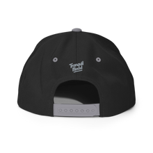 Load image into Gallery viewer, Varsity Script Snapback Hat - Black/ Silver