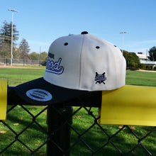 Load image into Gallery viewer, Varsity Script Snapback Hat - Natural/ Black
